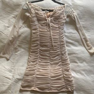 White and nude mini dress